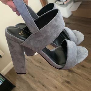 Blue suede heeled sandals- So Me